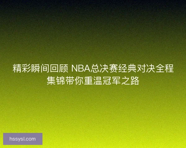 精彩瞬间回顾 NBA总决赛经典对决全程集锦带你重温冠军之路